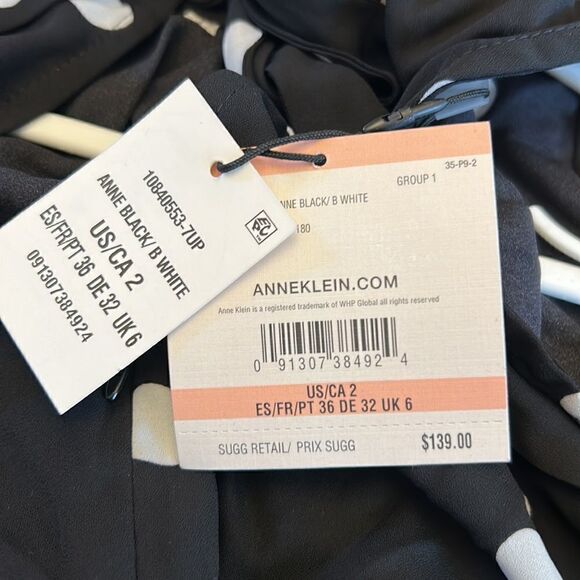 Anne Klein black white polka dot tiered maxi dress Halter Size 2 New - Picture 10 of 11